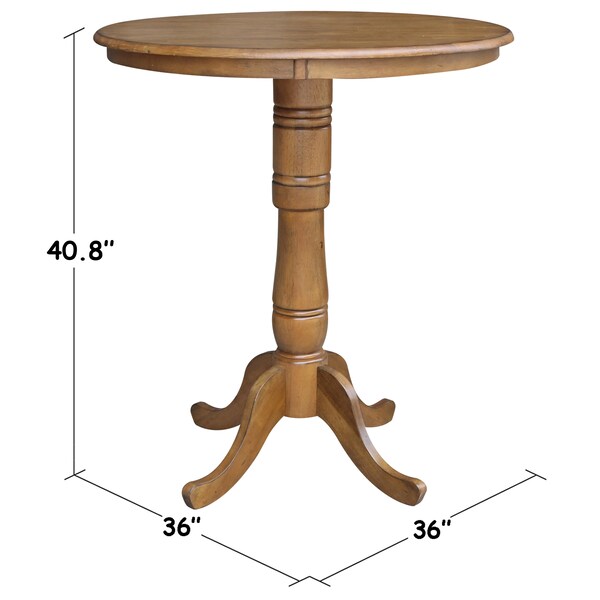 International Concepts Round 36 in Round Top Pedestal Table, 40.9 inH, Pecan, 36 in W, 36 in L, 40.9 in H, Wood, Pecan - K59-36RT-6B-2