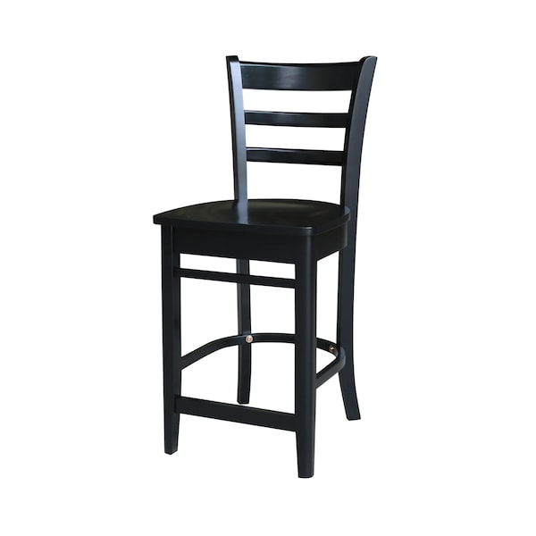 International Concepts 30 in. Round Pedestal Gathering Height Table with 2 Emily Counter Height Stools - 3 Piece Set - K46-30RT-27B-S6172-2