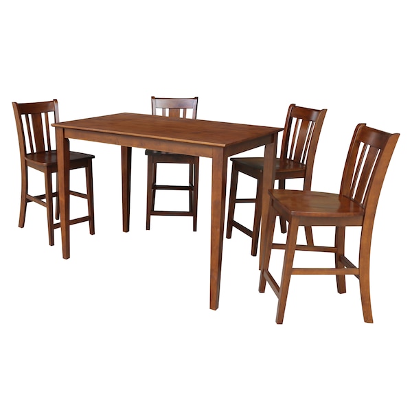 International Concepts Rectangle 30x48 Counter Ht Dining Table, 4 Counter Ht Stools, Espresso, 30 in W, 48 in L, 36 in H - K581-3048-S102-4