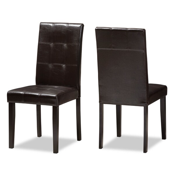 Baxton Studio Avery Modern Dark Brown Faux Leather Upholstered 5-Piece Dining Set - 142-8030-8026