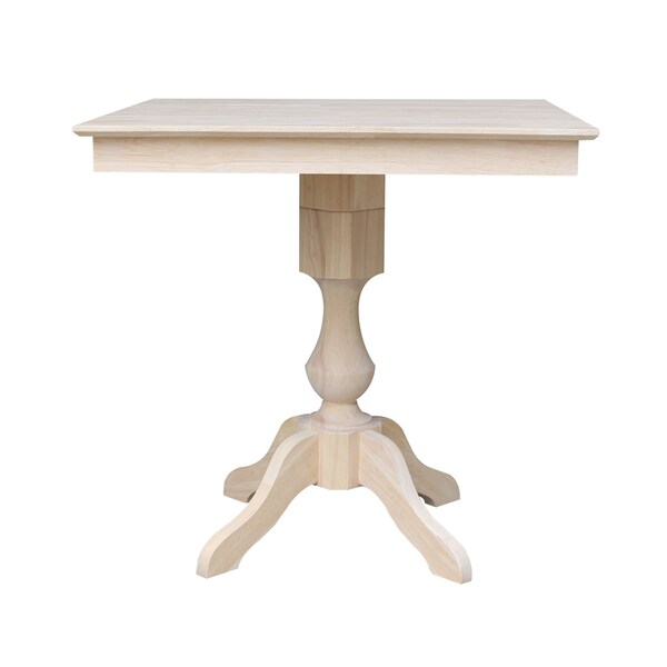 International Concepts 36 in. x 36 in. Square Top Pedestal Table  With 4 Counter Height Stools Set of 5 - K-3636TP-11B-S6172-4