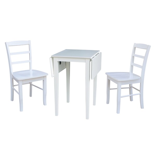 International Concepts Small Dual Drop Leaf Dining Table with 2 Madrid LadderBack Chairs - 3 Piece Dining Set - K08-2236D-C2-2