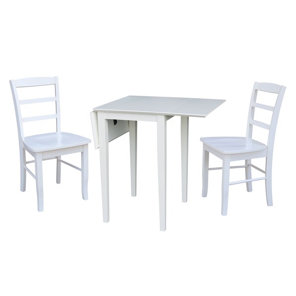 International Concepts Small Dual Drop Leaf Dining Table with 2 Madrid LadderBack Chairs - 3 Piece Dining Set - K08-2236D-C2-2