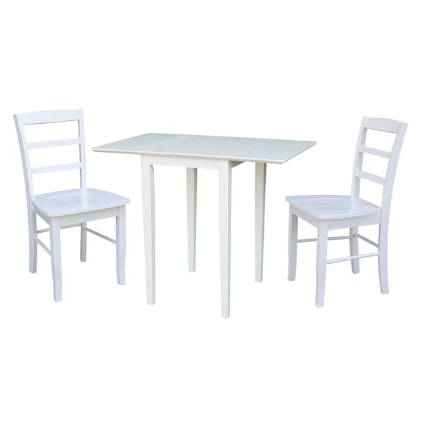 International Concepts Small Dual Drop Leaf Dining Table with 2 Madrid LadderBack Chairs - 3 Piece Dining Set - K08-2236D-C2-2