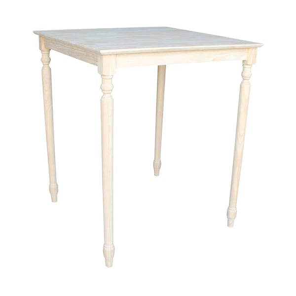 International Concepts Square Solid Wood Top Table, Turned Legs, Unfinished, 36 in W, 36 in L, 42 in H, Wood, Unfinished - K-3636-342T