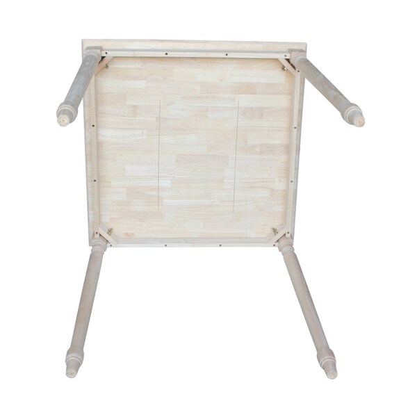 International Concepts Square Solid Wood Top Table, Turned Legs, Unfinished, 36 in W, 36 in L, 42 in H, Wood, Unfinished - K-3636-342T