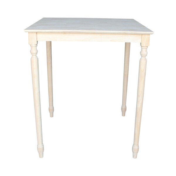 International Concepts Square Solid Wood Top Table, Turned Legs, Unfinished, 36 in W, 36 in L, 42 in H, Wood, Unfinished - K-3636-342T
