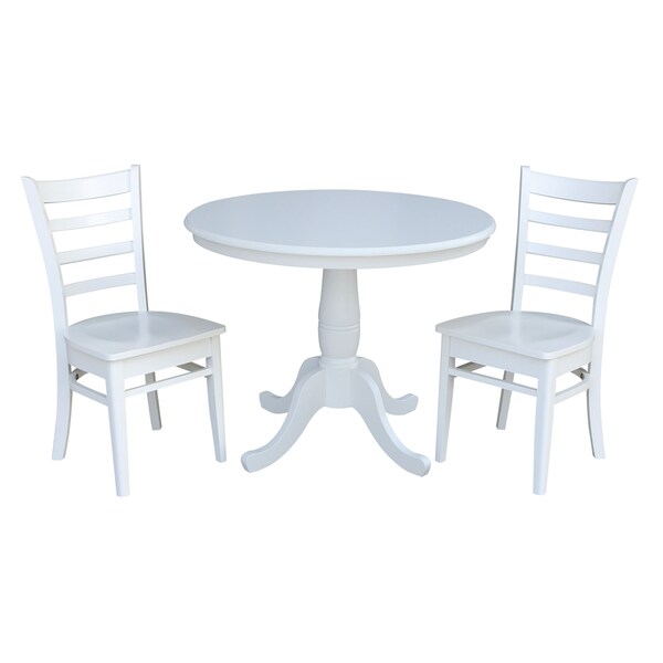 International Concepts Round 36 in Round Top Pedestal Table, with 2 C08-617 Chairs, White, 36 in W, 36 in L, 29.1 in H - K08-36RT-C617P
