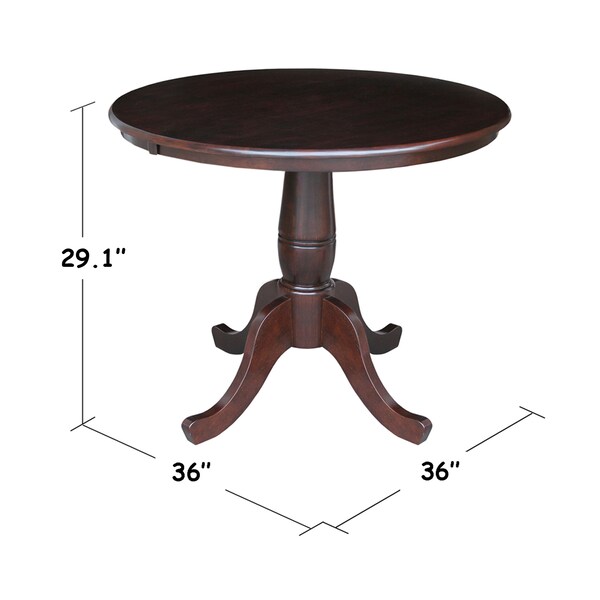 International Concepts Round 36 in Round Top Pedestal Table, 28.9 inH, Rich Mocha, 36 in W, 36 in L, 29.1 in H, Wood - K15-36RT
