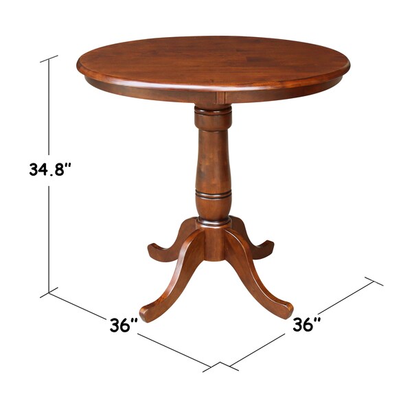 International Concepts Round 36 in Round Top Pedestal Table, 34.9 inH, Espresso, 36 in W, 36 in L, 35.1 in H, Wood - K581-36RT-6B