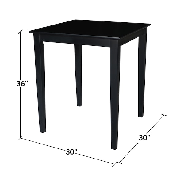 International Concepts Square Solid Wood Top Table, Black, 30 in W, 30 in L, 36 in H, Wood, Black - K46-3030-36S
