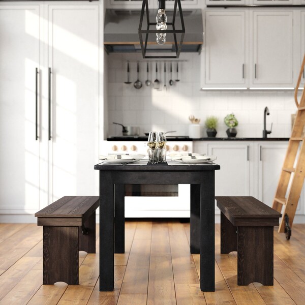 Flash Furniture Rectangle 30 in W, 46 in L, 30 in H, Pine Wood, Pinus Glabra, Black Wash - XA-F-46X30-BW-GG