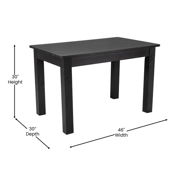 Flash Furniture Rectangle 30 in W, 46 in L, 30 in H, Pine Wood, Pinus Glabra, Black Wash - XA-F-46X30-BW-GG