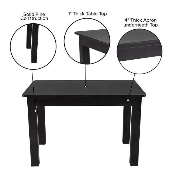 Flash Furniture Rectangle 30 in W, 46 in L, 30 in H, Pine Wood, Pinus Glabra, Black Wash - XA-F-46X30-BW-GG