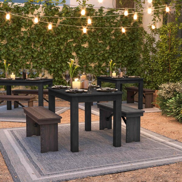 Flash Furniture Rectangle 30 in W, 46 in L, 30 in H, Pine Wood, Pinus Glabra, Black Wash - XA-F-46X30-BW-GG