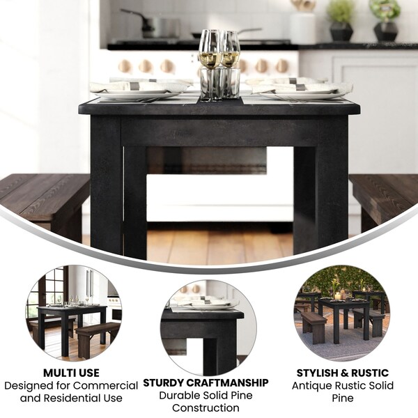 Flash Furniture Rectangle 30 in W, 46 in L, 30 in H, Pine Wood, Pinus Glabra, Black Wash - XA-F-46X30-BW-GG