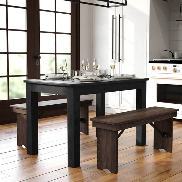 Flash Furniture Rectangle 30 in W, 46 in L, 30 in H, Pine Wood, Pinus Glabra, Black Wash - XA-F-46X30-BW-GG