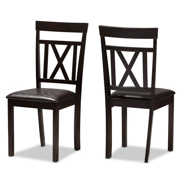 Baxton Studio Rosie Modern Dark Brown Faux Leather Upholstered 5-Piece Dining Set - 142-8032-8026