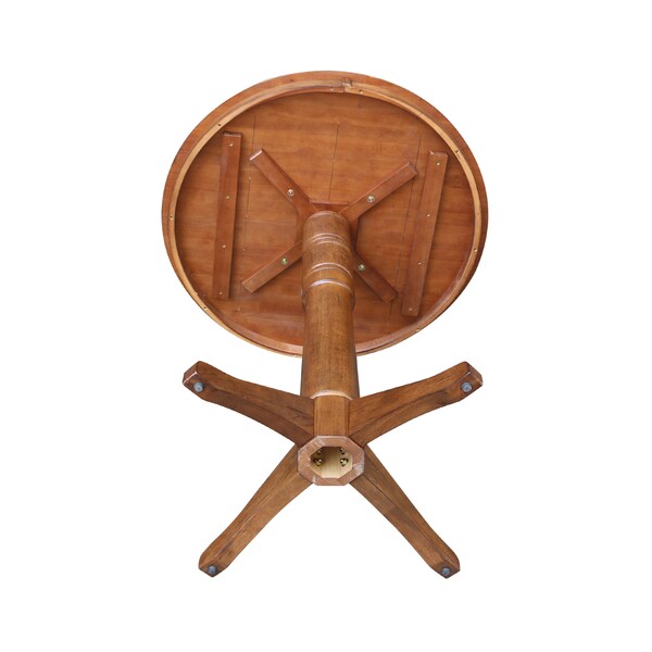 International Concepts Round 36 in Round Top Pedestal Table, 41.9 in Height, Distressed Oak, 30 in W, 36 in L, 41.9 in H - K42-36RT-27B-6B-2