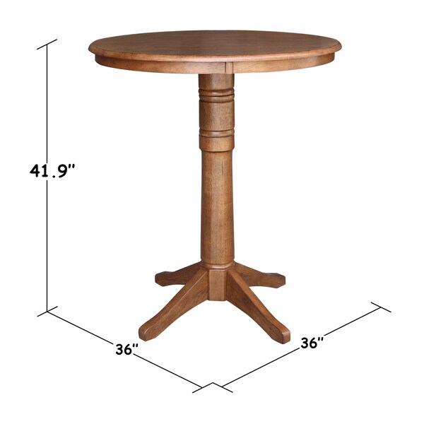 International Concepts Round 36 in Round Top Pedestal Table, 41.9 in Height, Distressed Oak, 30 in W, 36 in L, 41.9 in H - K42-36RT-27B-6B-2