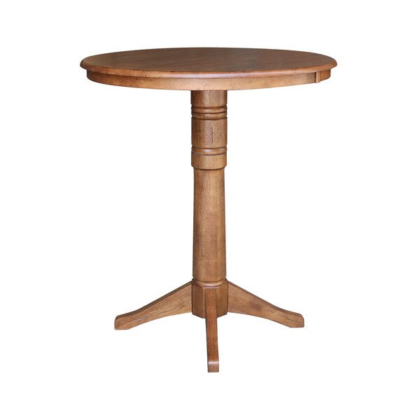 International Concepts Round 36 in Round Top Pedestal Table, 41.9 in Height, Distressed Oak, 30 in W, 36 in L, 41.9 in H - K42-36RT-27B-6B-2