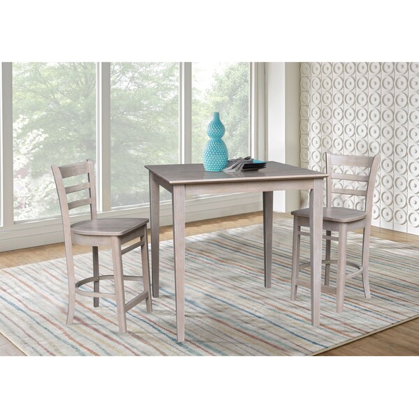 International Concepts 36 in. x 36 in. Counter Height Table with 2 Emily Counter Height Stools - 3 Piece Set - K09-3636-S6172-2