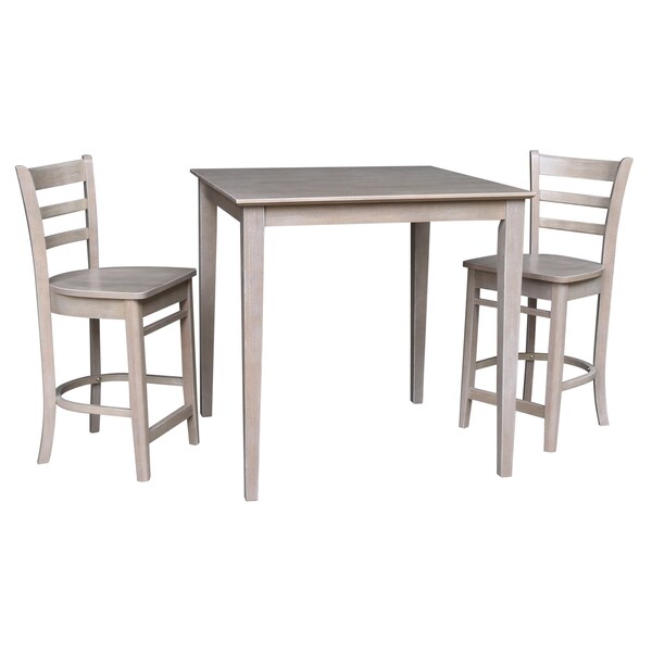International Concepts 36 in. x 36 in. Counter Height Table with 2 Emily Counter Height Stools - 3 Piece Set - K09-3636-S6172-2