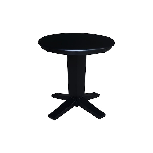 International Concepts 30 in. Solid Wood Round Top Dining Table with 2 Chairs, Black - K46-30RT-23B-C10-2