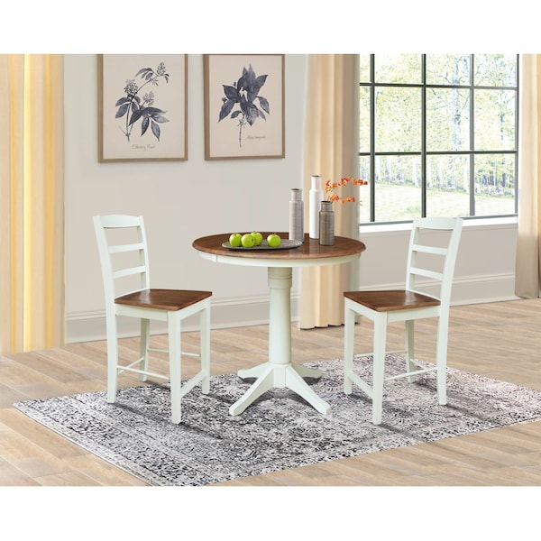 Whitewood Industries Rectangular Extension Dining Table W/ 2 Counter Height Stools, 36 in W, 30.1 in L, 48 in H, 3 - K79-36RXT-27-S402-2