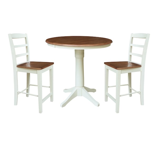 Whitewood Industries Rectangular Extension Dining Table W/ 2 Counter Height Stools, 36 in W, 30.1 in L, 48 in H, 3 - K79-36RXT-27-S402-2