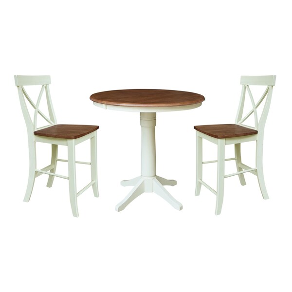 Whitewood Industries Rectangular Extension Dining Table W/ 2 Counter Height Stools, 36 in W, 30.1 in L, 48 in H, 3 - K79-36RXT-27-S6132-2