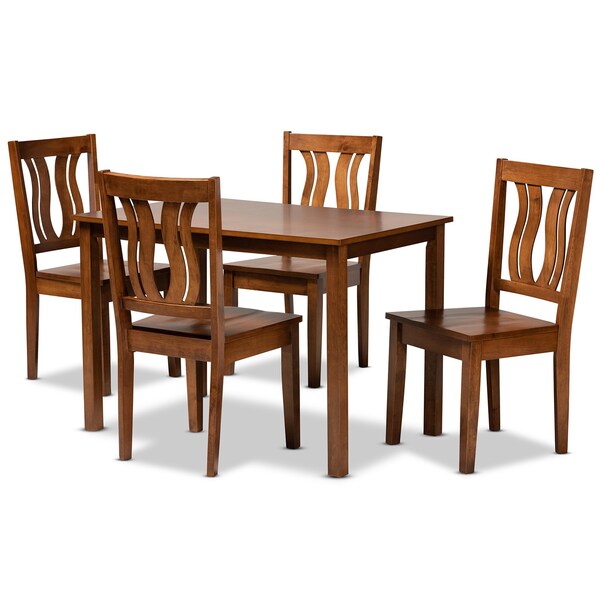 Baxton Studio Zamira Modern and Contemporary Transitional Walnut Brown Finished Wood 5-Piece Dining Set - 177-11379-8959-ZORO
