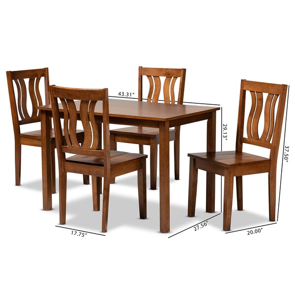 Baxton Studio Zamira Modern and Contemporary Transitional Walnut Brown Finished Wood 5-Piece Dining Set - 177-11379-8959-ZORO
