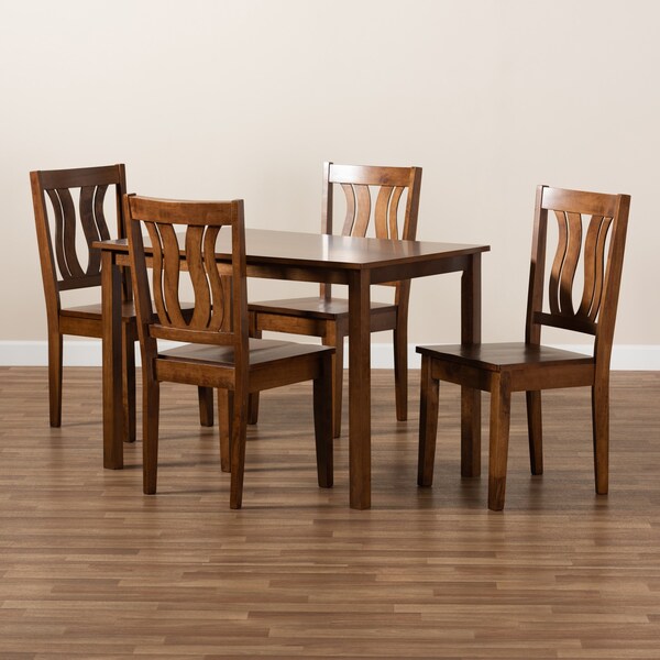 Baxton Studio Zamira Modern and Contemporary Transitional Walnut Brown Finished Wood 5-Piece Dining Set - 177-11379-8959-ZORO