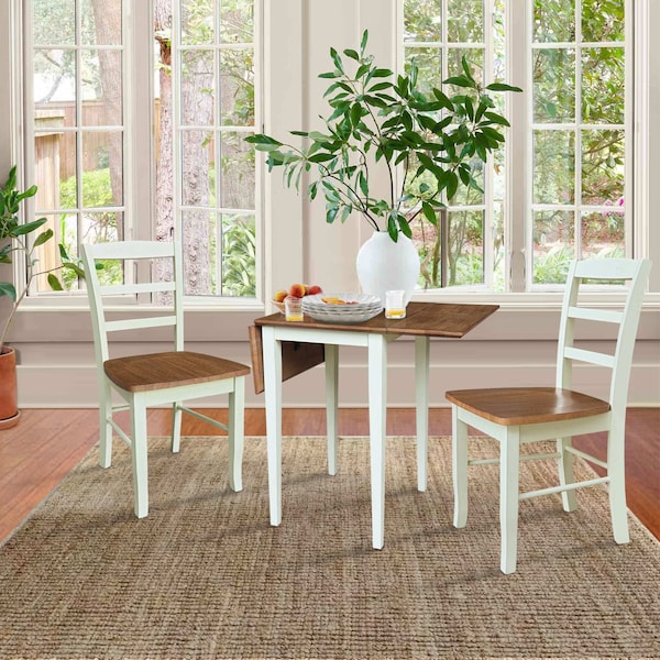 Whitewood Industries Rectangular Small Dual Drop Leaf Dining Table W/ 2 Madrid Chairs, 36 in W, 29 in L, 22 in H - K79-2236D-C2-2