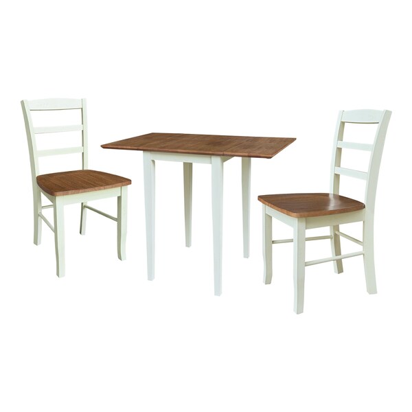 Whitewood Industries Rectangular Small Dual Drop Leaf Dining Table W/ 2 Madrid Chairs, 36 in W, 29 in L, 22 in H - K79-2236D-C2-2
