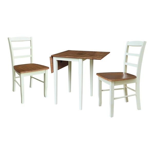 Whitewood Industries Rectangular Small Dual Drop Leaf Dining Table W/ 2 Madrid Chairs, 36 in W, 29 in L, 22 in H - K79-2236D-C2-2