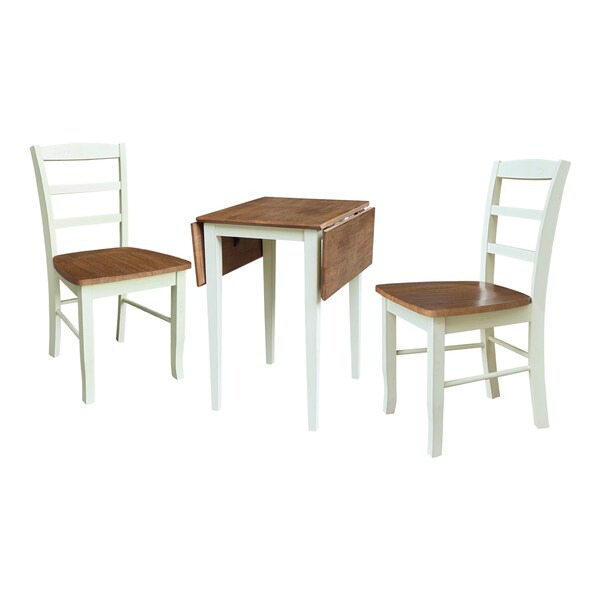 Whitewood Industries Rectangular Small Dual Drop Leaf Dining Table W/ 2 Madrid Chairs, 36 in W, 29 in L, 22 in H - K79-2236D-C2-2