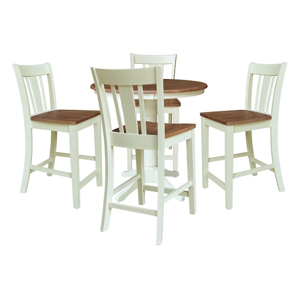 Whitewood Industries Rectangular Fixed Top Table W/ 4 Counter Height Stools, 36 in W, 35.9 in L, 36 in H, Parawood, 5 - K79-36RT-27B-S102-4
