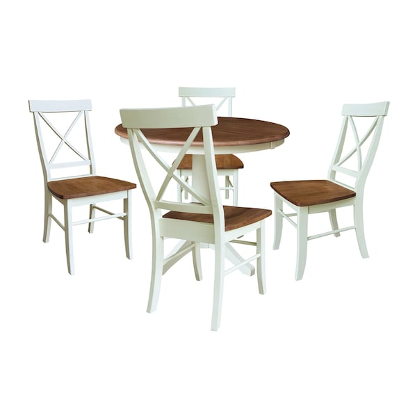 Whitewood Industries Rectangular Extension Dining Table W/ 4 Chairs, 36 in W, 30.1 in L, 48 in H, Parawood, 5 - K79-36RXT-27B-C613-4