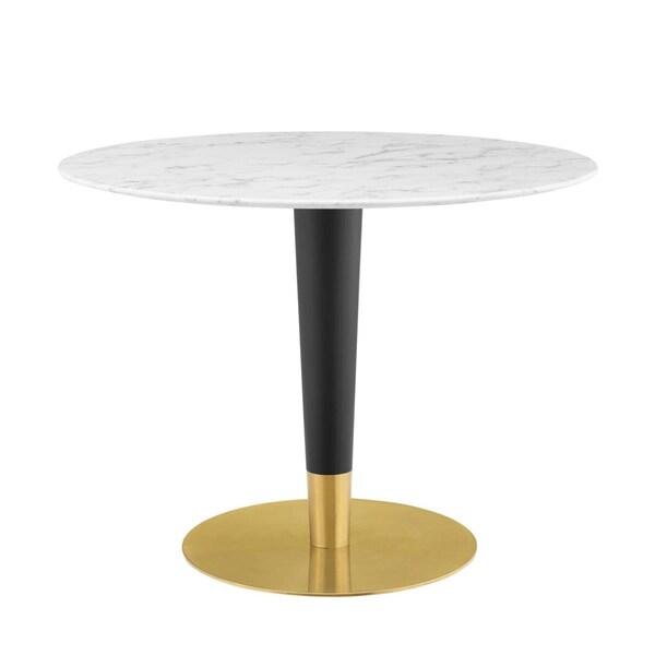 Modway Furniture 40 in. Zinque Artificial Marble Dining Table, Gold White - EEI-5138-GLD-WHI