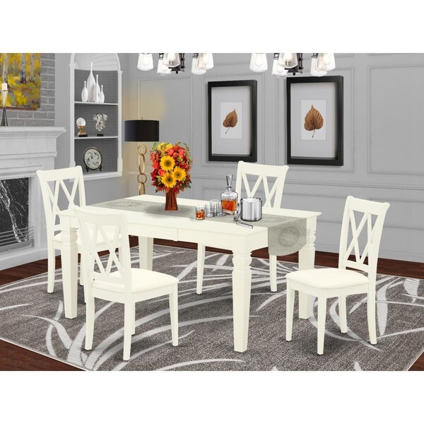East West Furniture 5 Piece Weston Dining Set - Linen White - WECL5-WHI-C