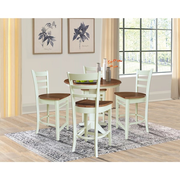 Whitewood Industries Rectangular Extension Dining Table W/ 4 Counter Height Stools, 36 in W, 30.1 in L, 48 in H, 5 - K79-36RXT-27-S6172-4