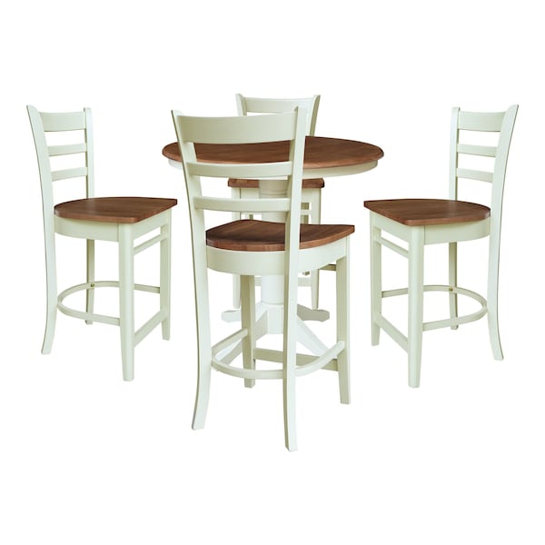 Whitewood Industries Rectangular Extension Dining Table W/ 4 Counter Height Stools, 36 in W, 30.1 in L, 48 in H, 5 - K79-36RXT-27-S6172-4