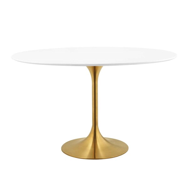 Modway Furniture 48 in. Lippa Wood Dining Table, Gold White - Oval - EEI-3215-GLD-WHI