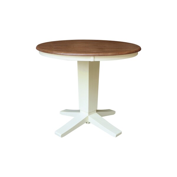 Whitewood Industries Rectangular Fixed Top Table W/ 2 Chairs, 36 in W, 29.9 in L, 36 in H, Parawood, Hickory/Shell, 3 - K79-36RT-23B-C61-2