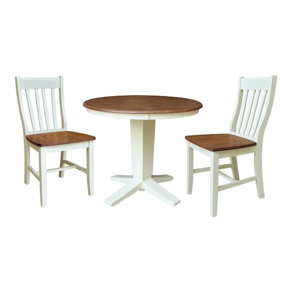 Whitewood Industries Rectangular Fixed Top Table W/ 2 Chairs, 36 in W, 29.9 in L, 36 in H, Parawood, Hickory/Shell, 3 - K79-36RT-23B-C61-2