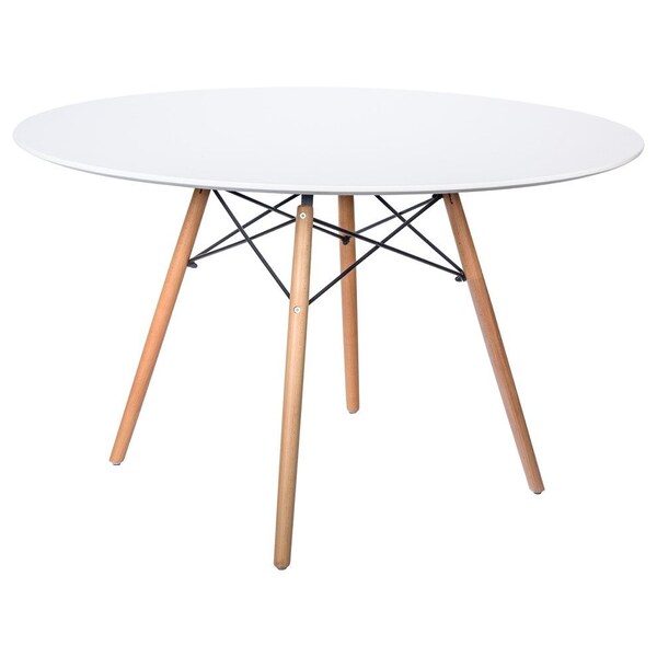 Leisuremod Round 48 in W, 29 in L, MDF/ Beech Wood, White - EP47WTR