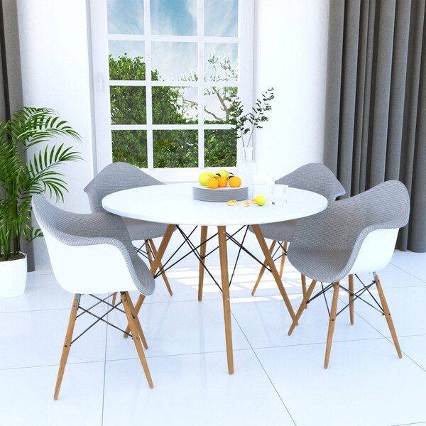 Leisuremod Round 48 in W, 29 in L, MDF/ Beech Wood, White - EP47WTR
