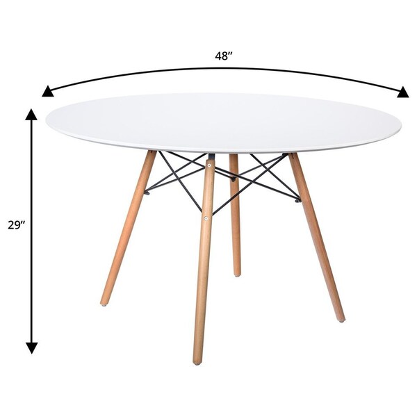Leisuremod Round 48 in W, 29 in L, MDF/ Beech Wood, White - EP47WTR